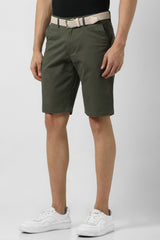 Men's Olive Regular Fit Shorts