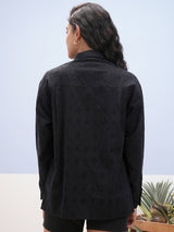Women's Black Ethnic Printed Regular Fit Full Sleeves Shirt