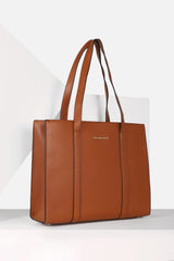 Women Brown Casual Solid Tote Bag