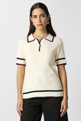 Women's Beige Textured Formal Stylized Neck Top