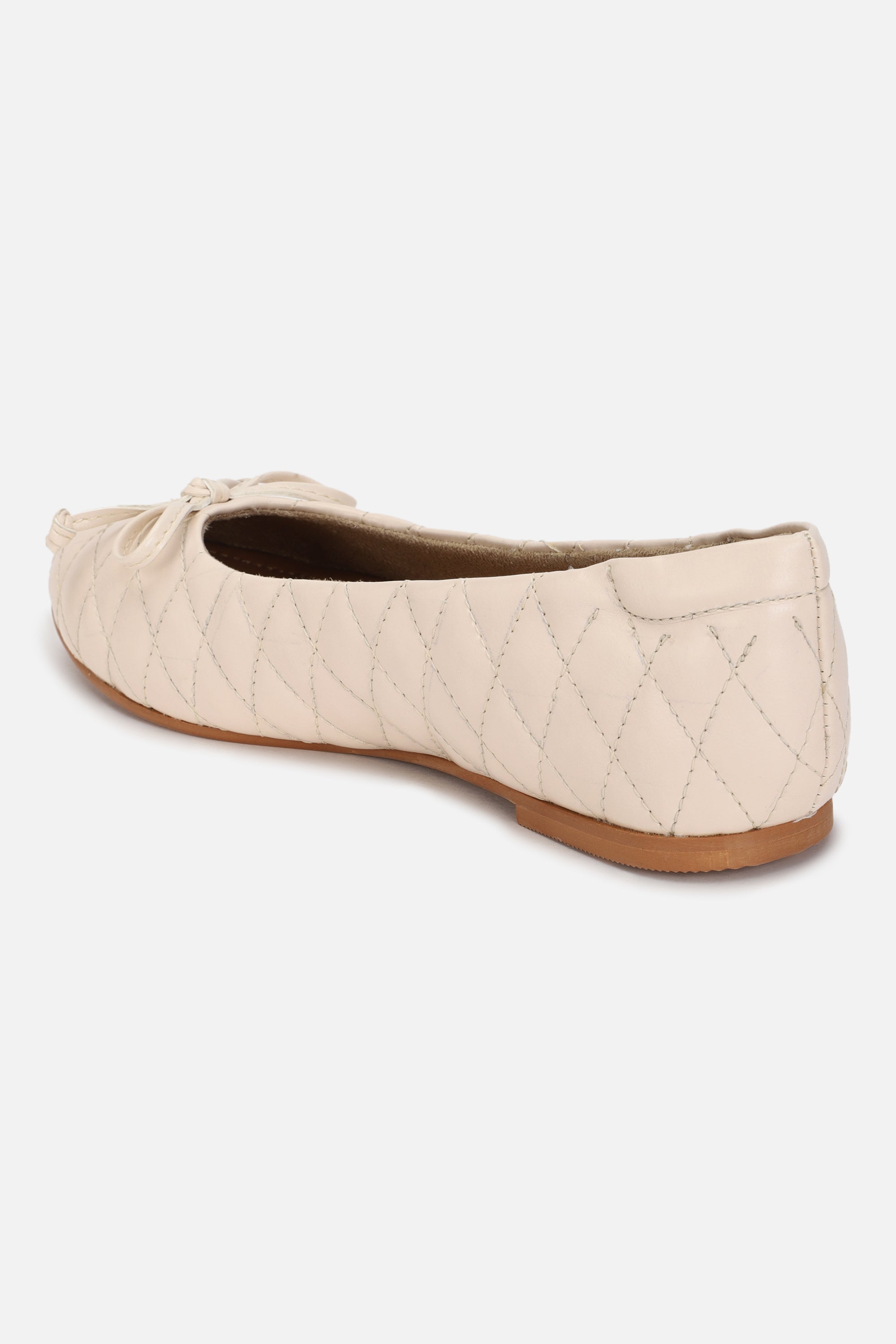 Women's Off White Casual Textured Ballet