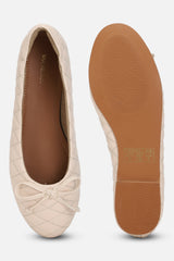 Women's Off White Casual Textured Ballet