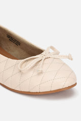 Women's Off White Casual Textured Ballet