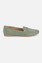 Women's Green Casual Self Design Loafers