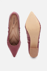Women's Maroon Casual Textured Pump