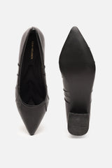 Women's Black Casual Textured Pump