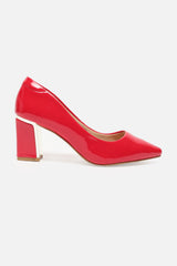 Women's Red Casual Textured Pump