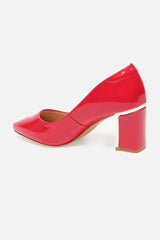 Women's Red Casual Textured Pump