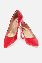 Women's Red Casual Textured Pump