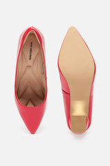 Women's Red Casual Textured Pump