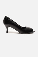Women's Black Casual Textured Peep-Toes