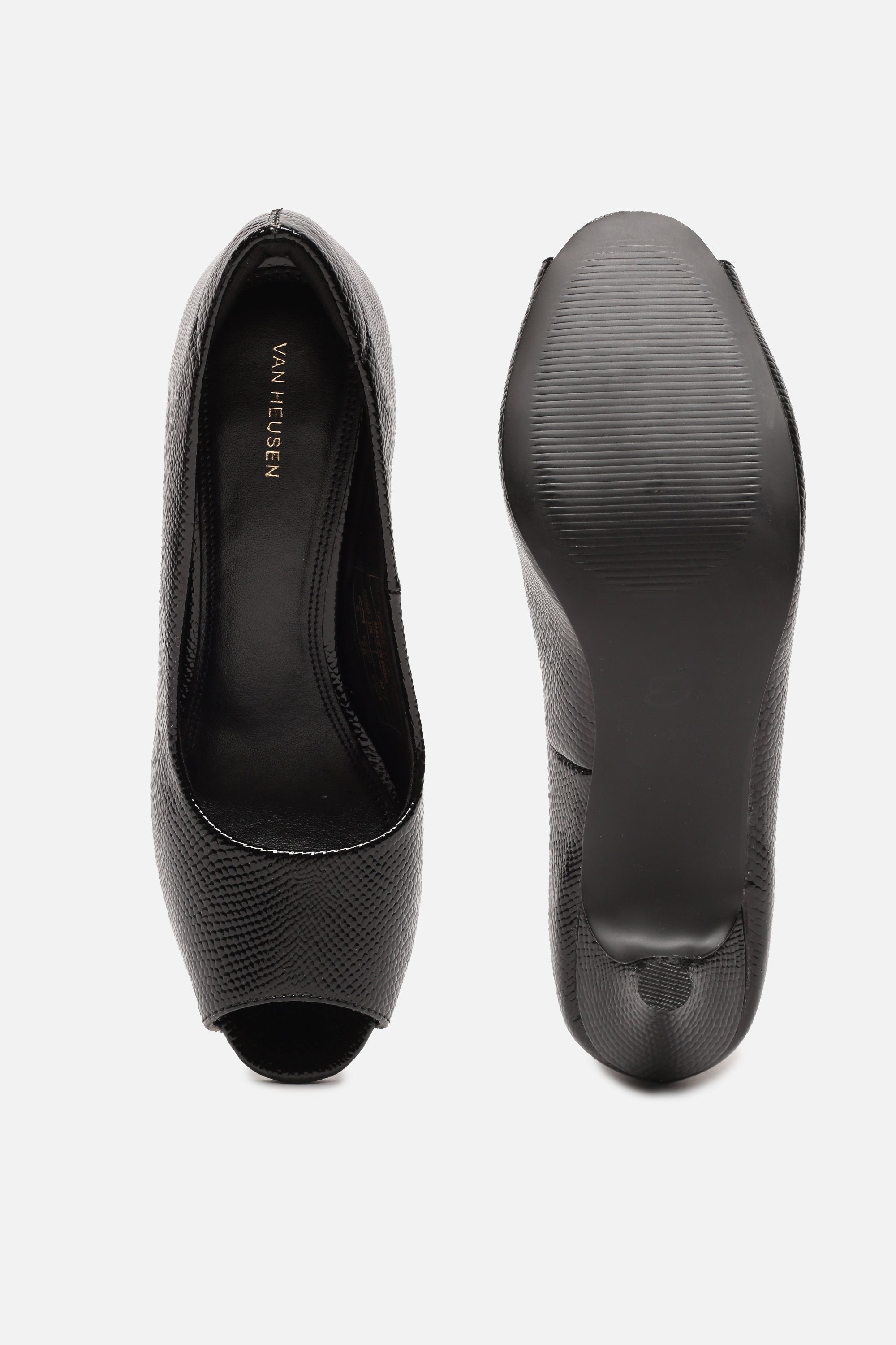 Women's Black Casual Textured Peep-Toes