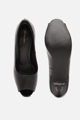 Women's Black Casual Textured Peep-Toes