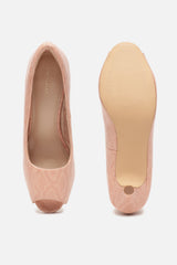 Women's Pink Casual Textured Peep-Toes