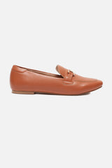 Women's Brown Casual Self Design Loafers