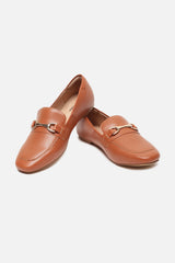 Women's Brown Casual Self Design Loafers