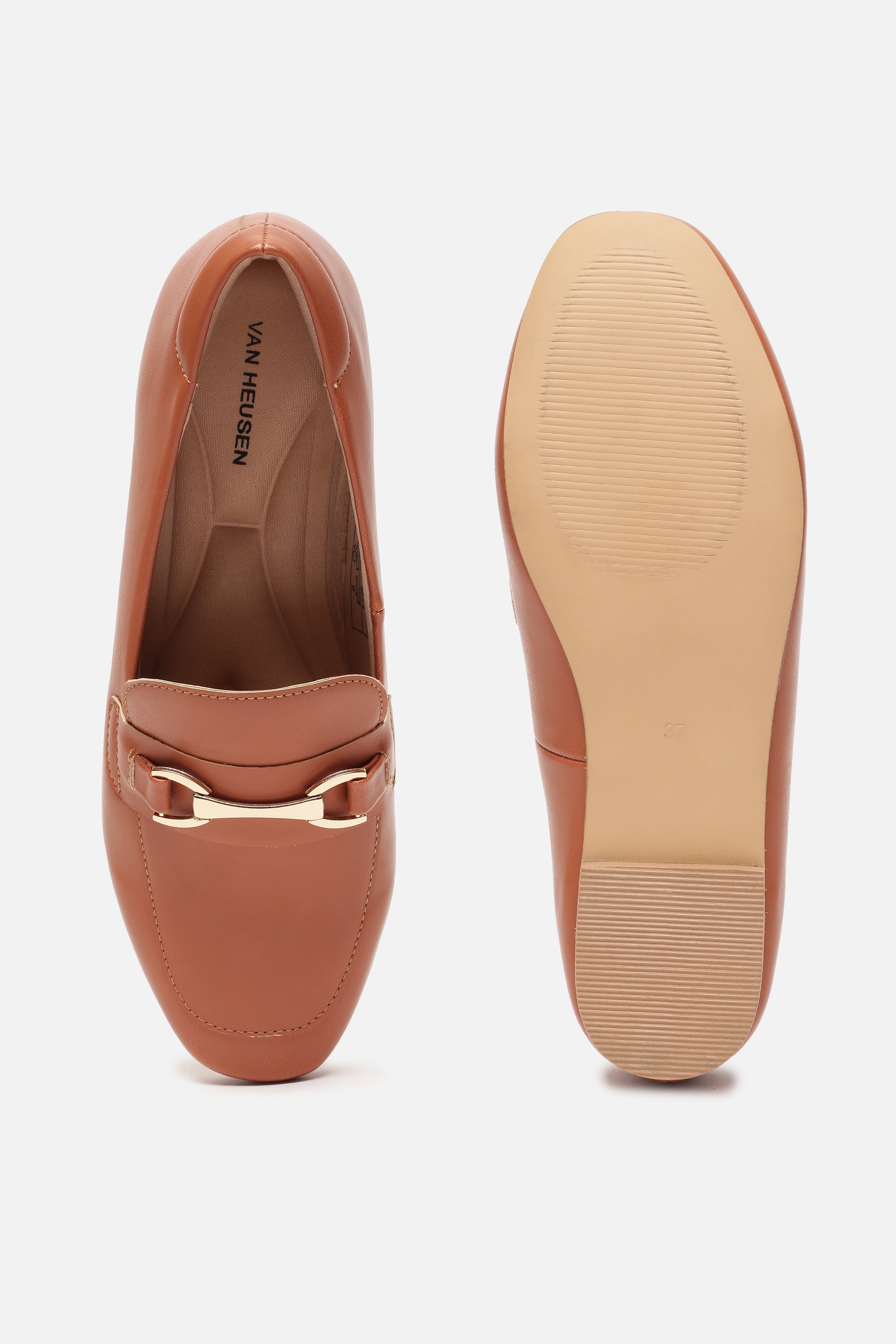 Women's Brown Casual Self Design Loafers
