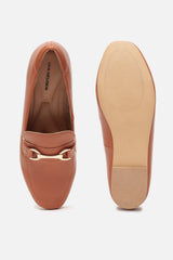 Women's Brown Casual Self Design Loafers