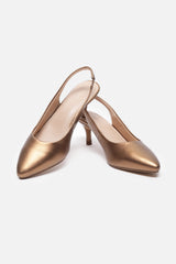 Women's Gold Casual Textured Pump