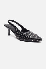 Women's Black Casual Textured Pump