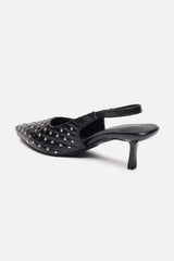 Women's Black Casual Textured Pump