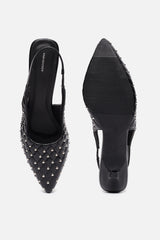 Women's Black Casual Textured Pump