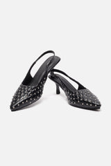Women's Black Casual Textured Pump