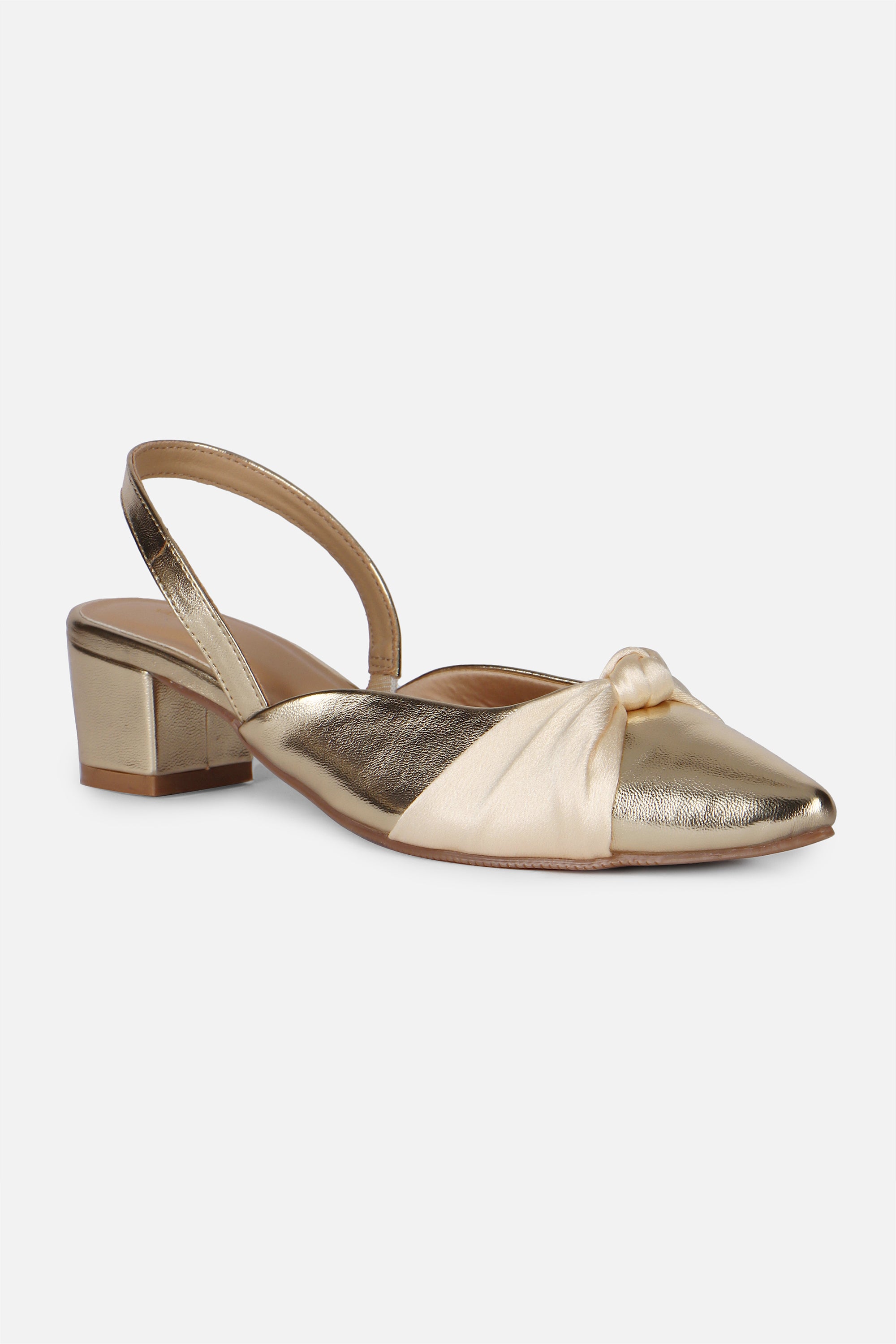 Women's Gold Casual Textured Pump