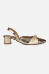 Women's Gold Casual Textured Pump