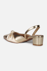 Women's Gold Casual Textured Pump