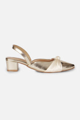 Women's Gold Casual Textured Pump