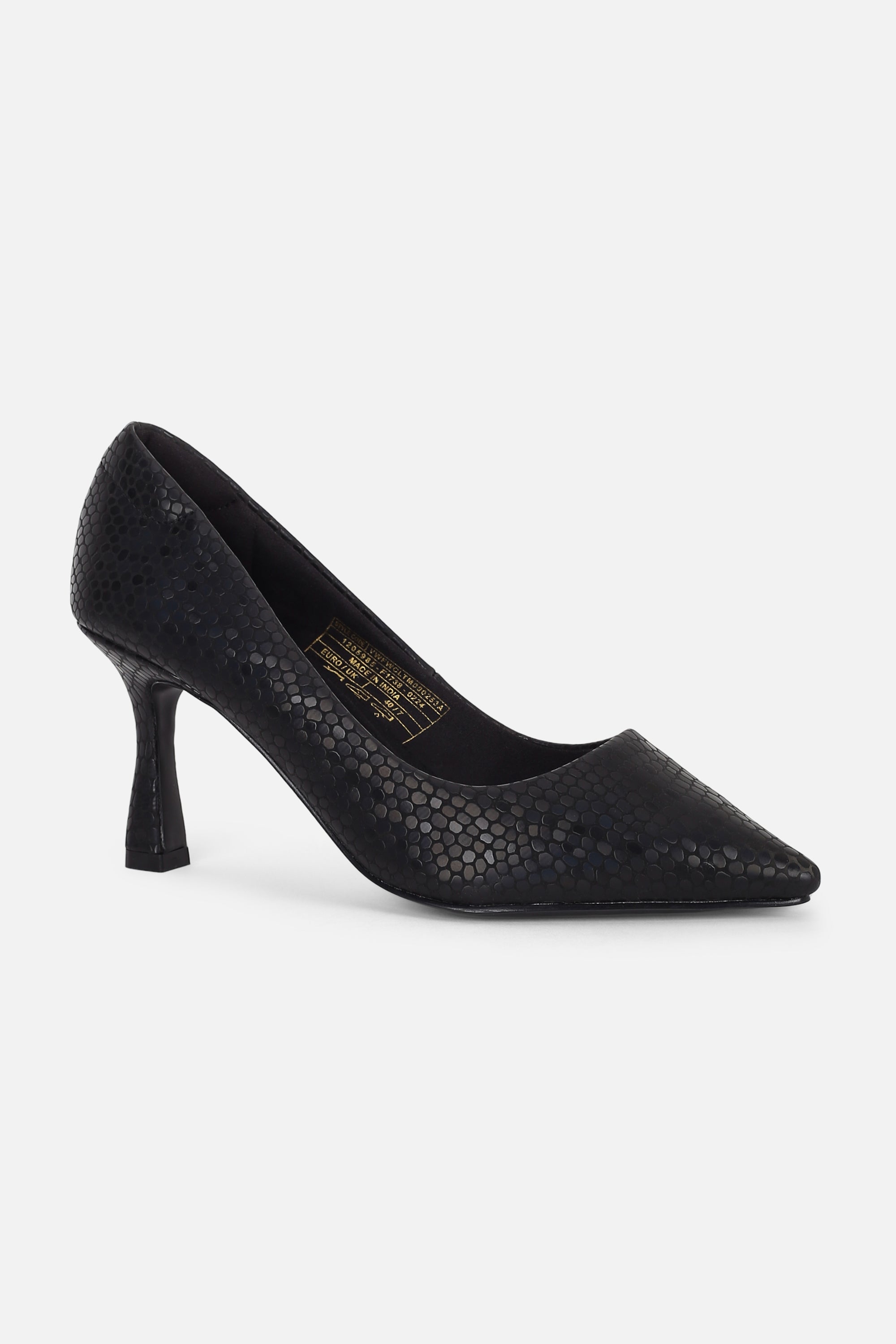 Women's Black Casual Textured Pump