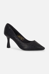 Women's Black Casual Textured Pump