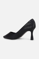 Women's Black Casual Textured Pump