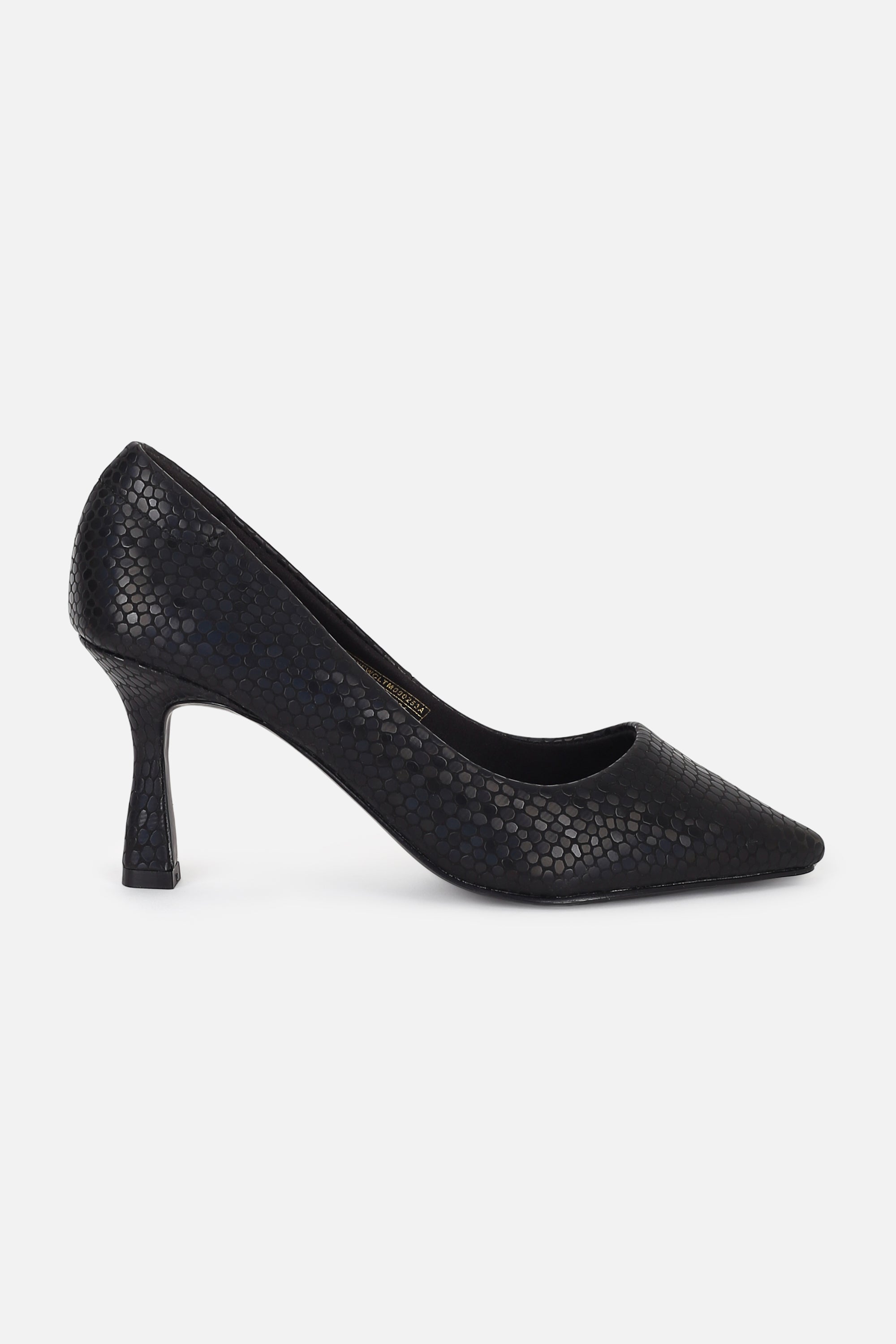 Women's Black Casual Textured Pump