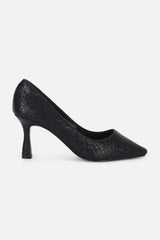 Women's Black Casual Textured Pump