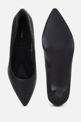 Women's Black Casual Textured Pump