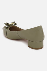 Women's Green Casual Textured Pump