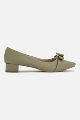 Women's Green Casual Textured Pump