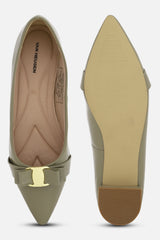 Women's Green Casual Textured Pump