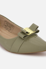Women's Green Casual Textured Pump