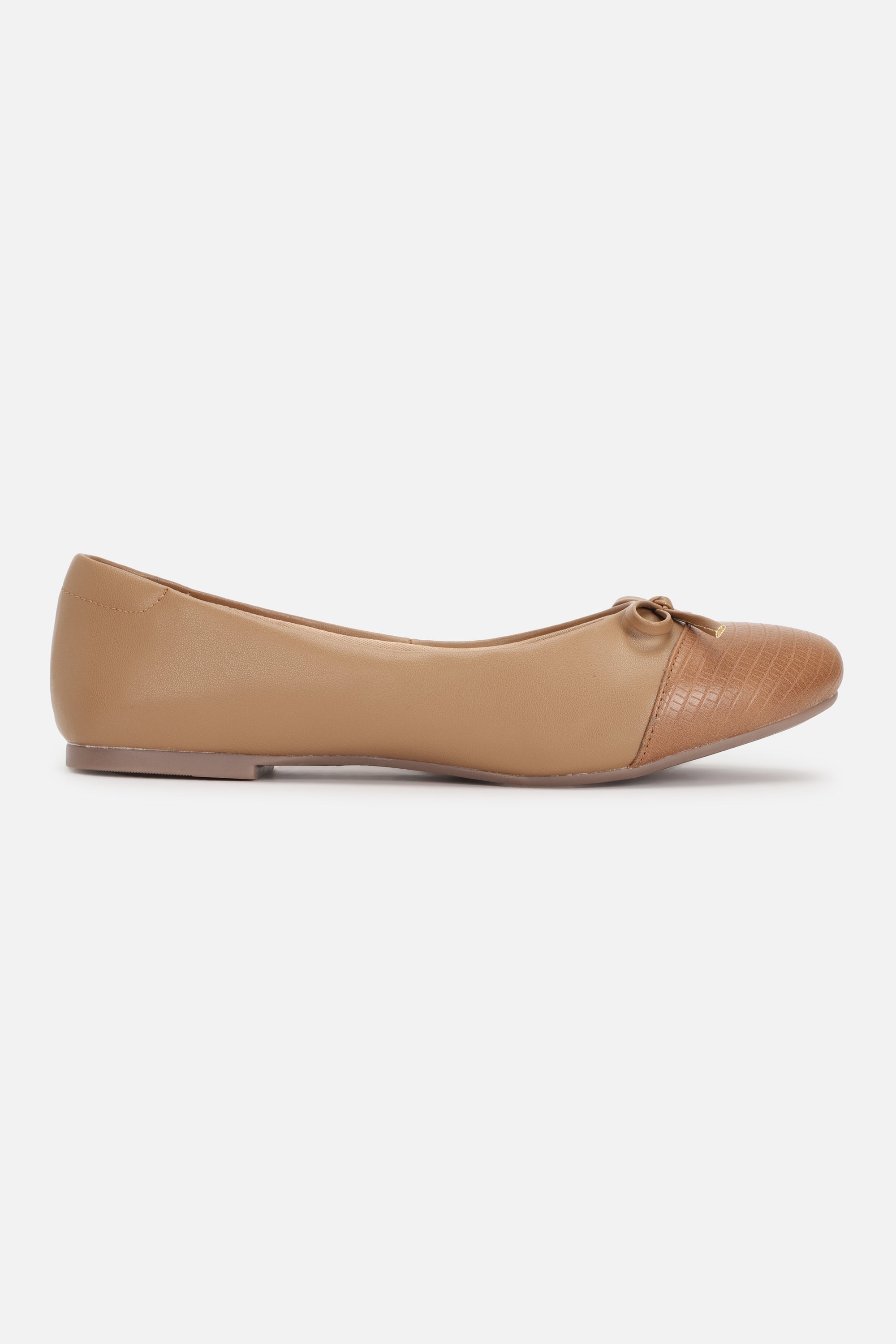 Women's Brown Casual Textured Ballet