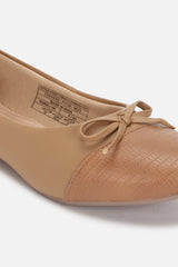 Women's Brown Casual Textured Ballet