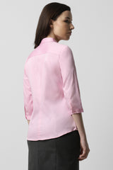 Women's Pink Solid Three Fourth Sleeves Formal Shirt
