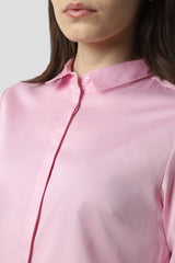 Women's Pink Solid Three Fourth Sleeves Formal Shirt