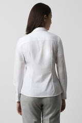 Women's White Solid Long Sleeves Formal Shirt