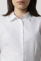 Women's White Solid Long Sleeves Formal Shirt