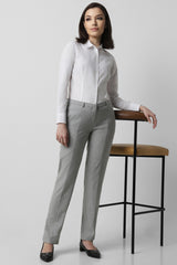 Women's White Solid Long Sleeves Formal Shirt
