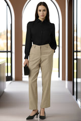 Women's Black Solid Long Sleeves Formal Shirt
