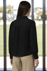 Women's Black Solid Long Sleeves Formal Shirt